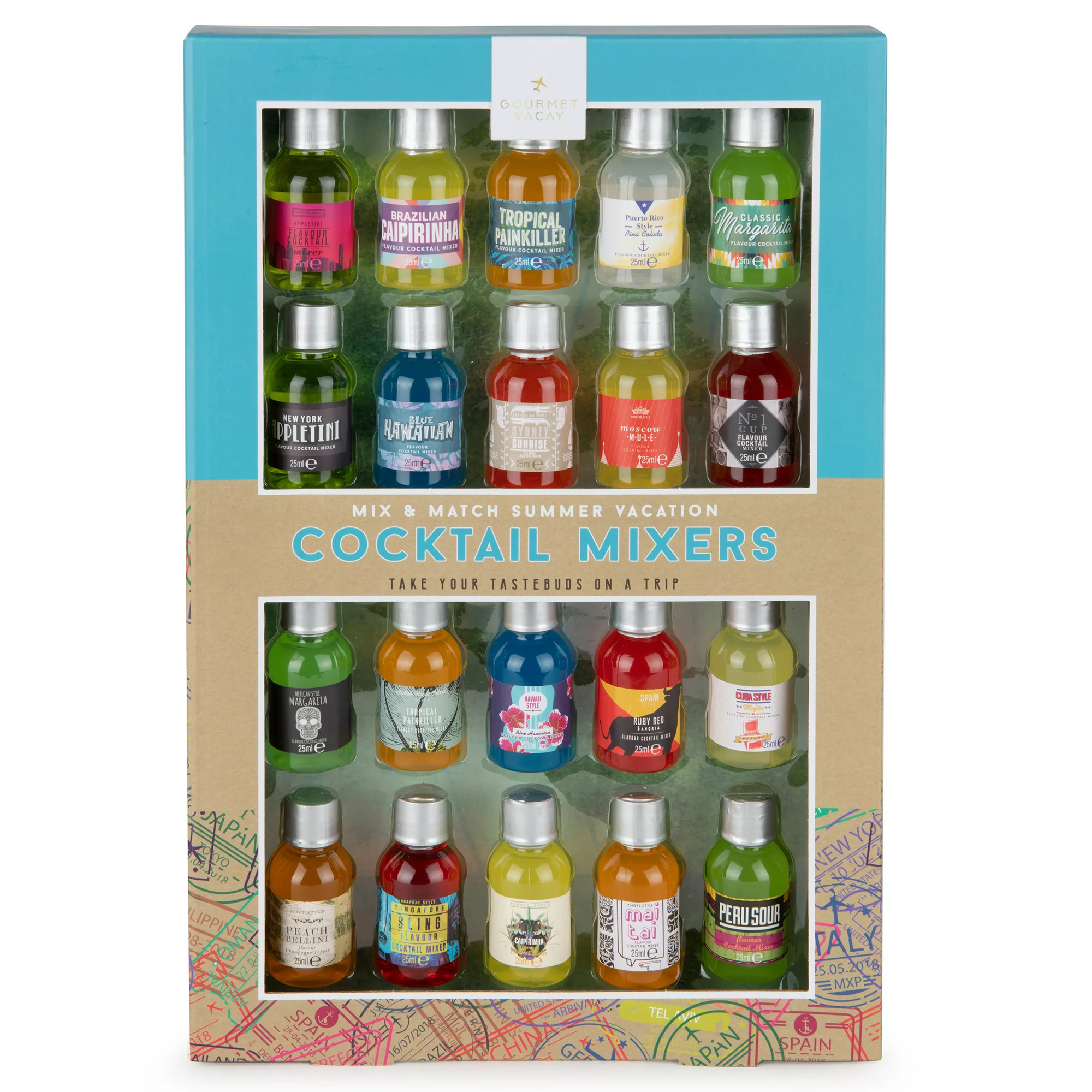 Thoughtfully Cocktails. Mix and Match Cocktail Mixer Mini Sampler Gift Set. 20-Pack (Contains NO Alcohol)
