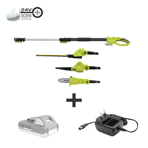 Sun Joe 24-Volt Cordless Lawn Care System Kit. Hedge Trimmer. Pole Saw. Leaf Blower. 2.0-Ah Battery and Charger