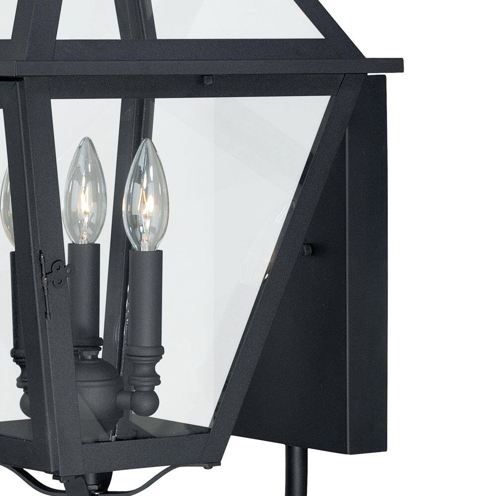 VAXCEL  Nottingham 3 Light Black Empire Outdoor Wall Lantern Clear Glass