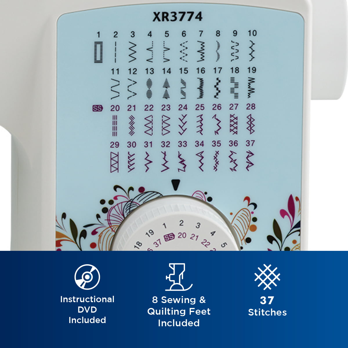 Brother XR3774 Sewing And Quilting Machine With 37 Built-In Stitches. Wide Table. 8 Included Sewing Feet