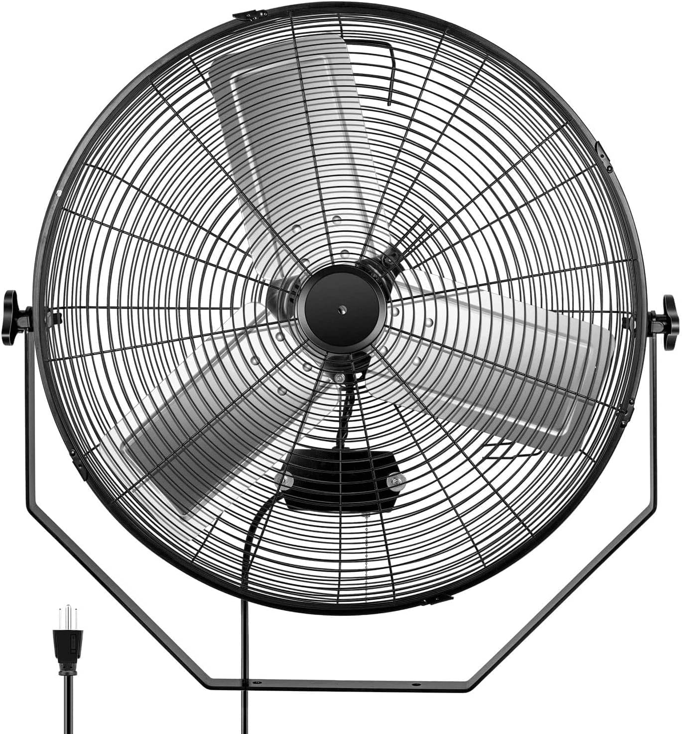 Simple Deluxe 24 Inch Industrial Wall Mount 3 Speed Commercial Ventilation Metal Fan for Warehouse. Greenhouse. Workshop. Patio. Factory and Basement. Black