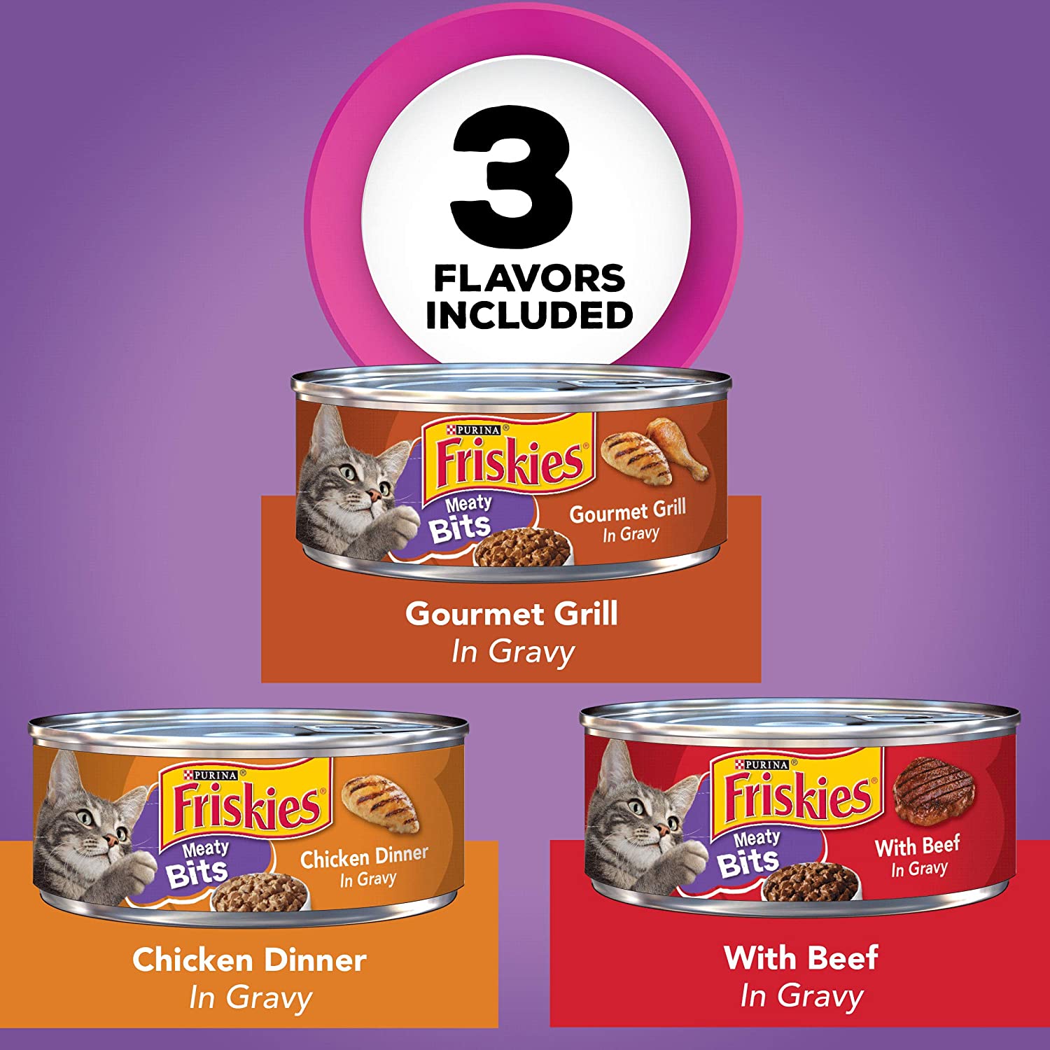 Purina Friskies Gravy Wet Cat Food Variety Pack Meaty Bits - (24) 5.5 oz. Cans