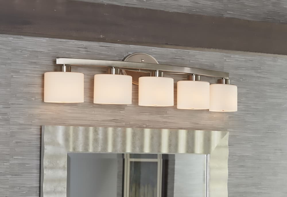 allen + roth Merington 37-in 5-Light Chrome Transitional Vanity Light