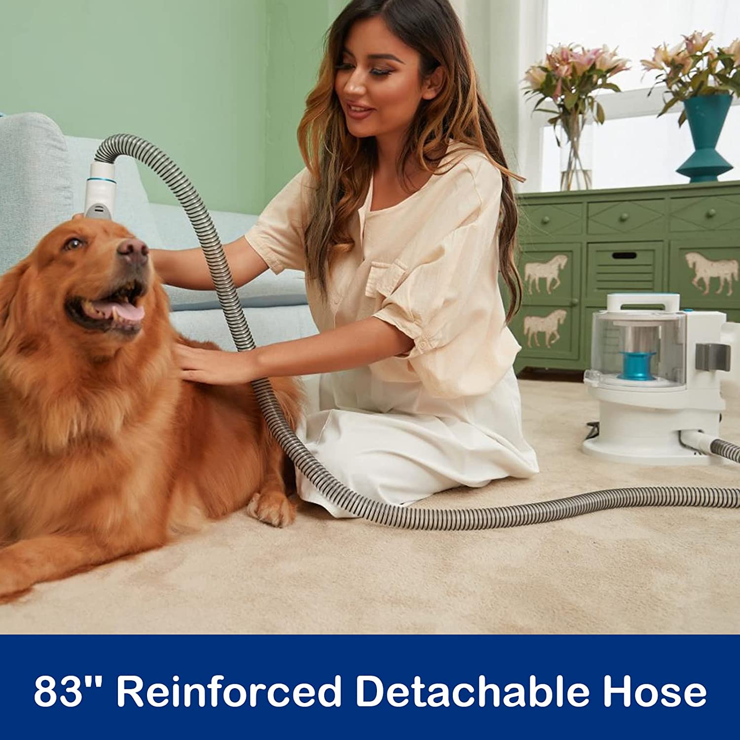 kanpets Dog Vacuum for Shedding Grooming with Max 3.4L Dust Bin. Indoor Pet Clipper Kit. Hyper-Power but Super Quiet. 4 Professional Grooming Tools. Gift for Dog Cat Pets Hair