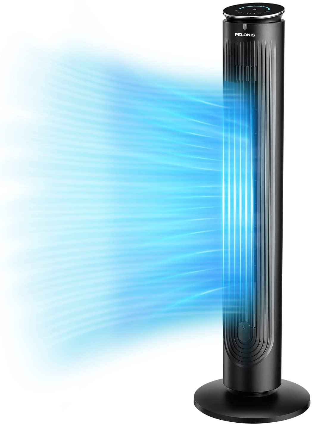 PELONIS 42'' Oscillating Tower Fan with Aromatherapy Diffuser. Remote Control. Black