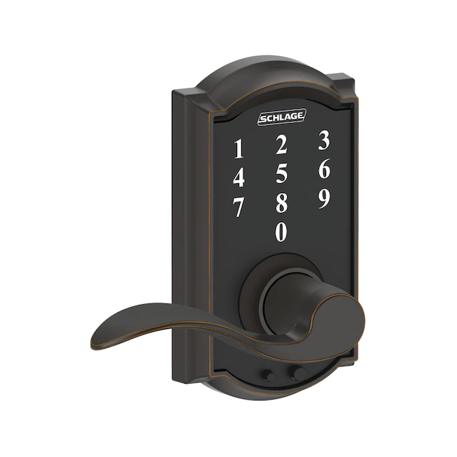 Schlage  Touch Camelot Aged Bronze Electronic Lock Handle Lighted Keypad Touchscreen