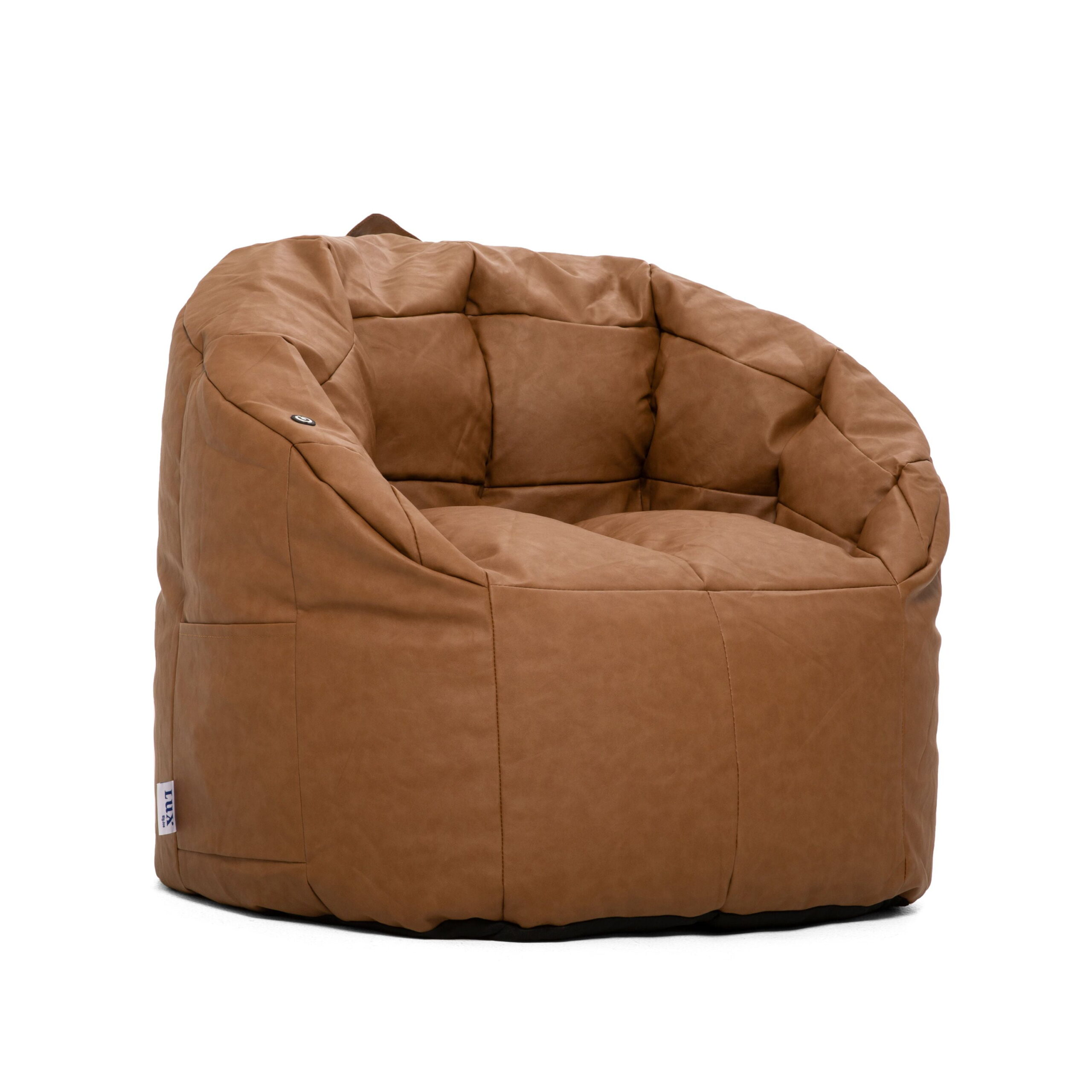 Big Joe Milano Bean Bag Chair with Vibe. Caramel Montana Leather
