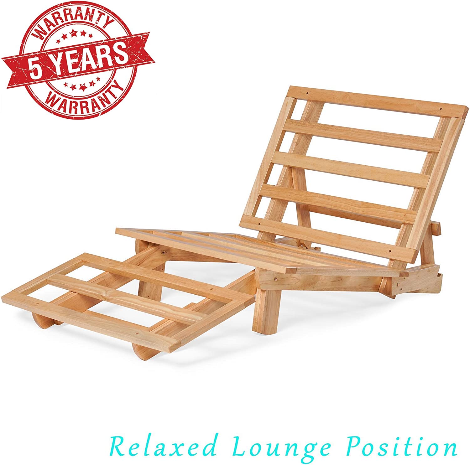 Nirvana Futons Twin Tri-Fold Wood Futon Sofa Bed Lounger Frame - (Space Saver. Natural Finish) Ideal for Small Spaces. RVs. and Dorm Furniture