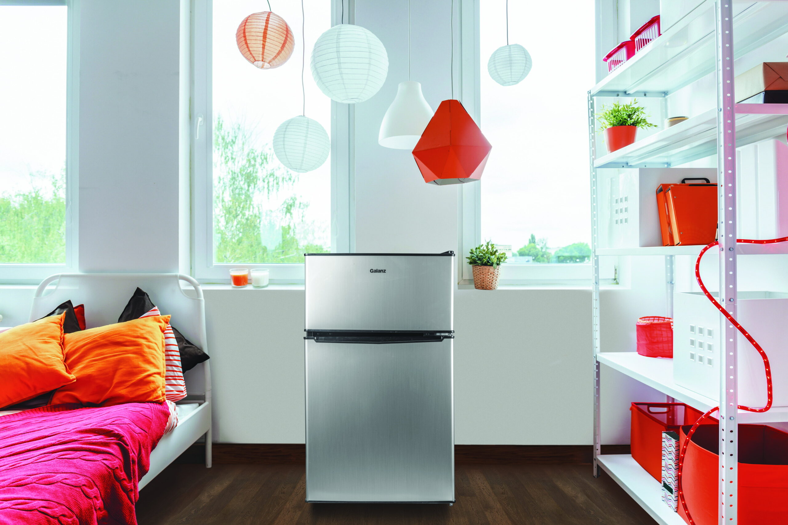 Galanz 3.1 Cu ft Two Door Mini Fridge with Freezer Estar GL31S5E. Stainless