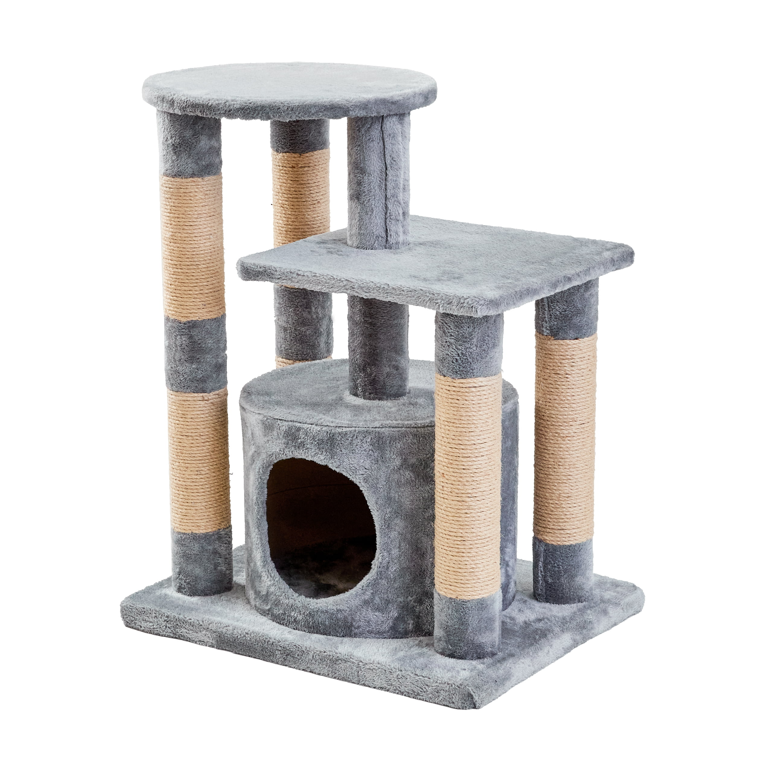 Two by Two Gala 30.5-inch Cat Tree. Cat Tower. Scratch Pad. Perch & Playground. Gray