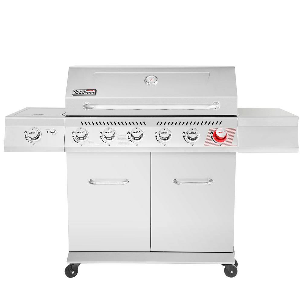 Royal Gourmet GA6402S 6-Burner Propane Gas Grill in Stainless Steel with Sear Burner and Side Burner