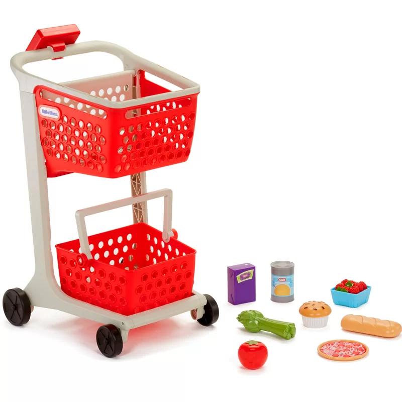 Little Tikes Shop ‘n Learn Smart Cart. Realistic Red Toy Shopping Grocery Cart with Food Scanner and 8 Pretend Play Food Accessories - For Kids Ages 4 Years and Up
