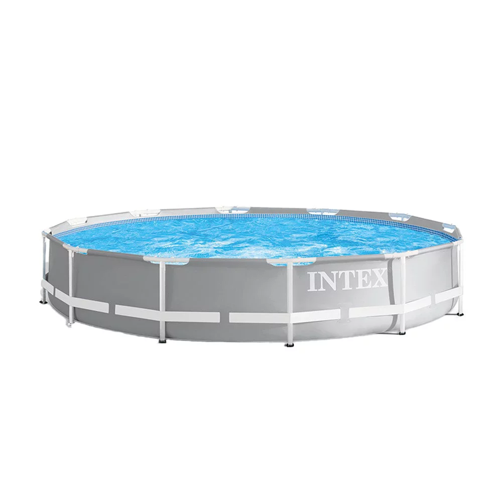 Intex 12 Foot Prism Frame Above Ground Swimming Pool w/ Pump & Pool Ladder