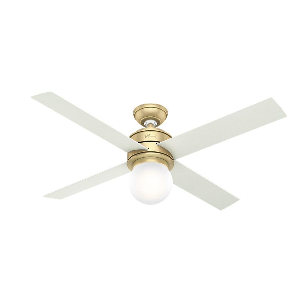 Hunter 5932 Hepburn 52″ 4 Blade Reverse Airflow Ceiling Fan - Brass
