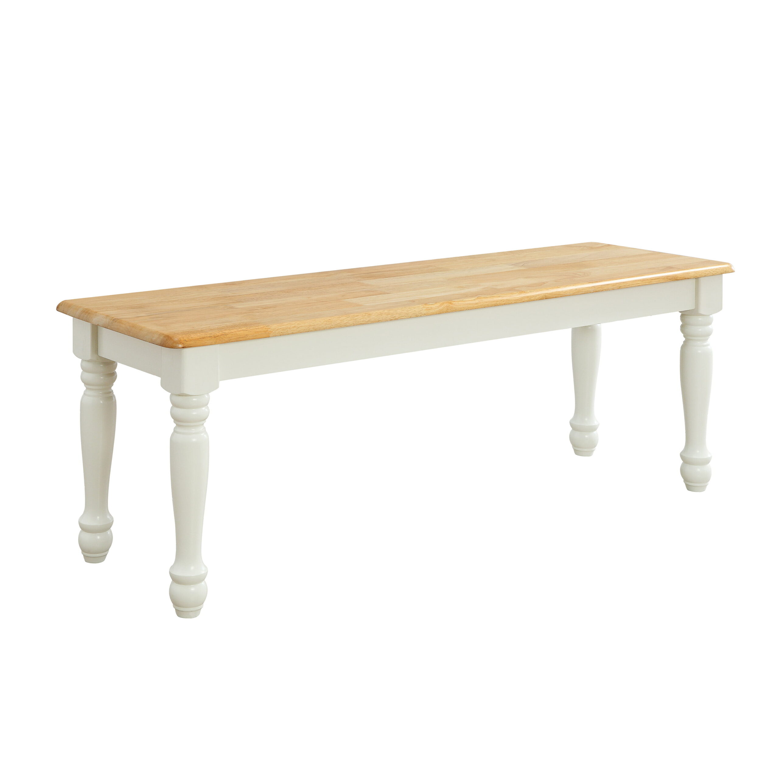 Better Homes & Gardens Autumn Lane Farmhouse Solid Wood Dining Bench. White and Natural Finish