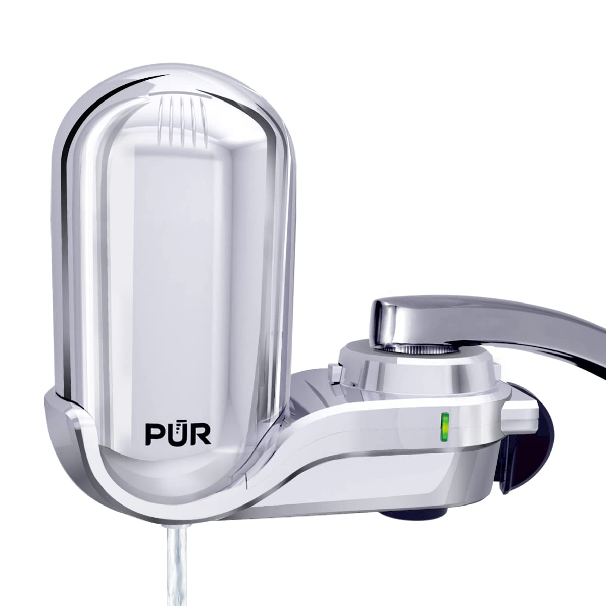 PUR PLUS Faucet Mount Water Filtration System. Chrome – Vertical Faucet Mount Water Filter for Sink – Crisp. Great-Tasting Filtered Water. FM3700