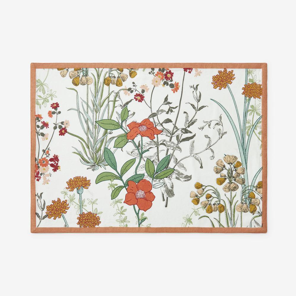 The Company Store  Jardin 20 in. x 14 in. White Multi Cotton Placemat (Set of 4)