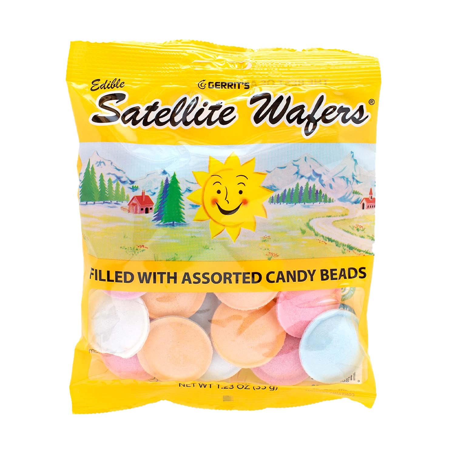 Gerrit-s Satellite Wafers. Original with Candy Beads. 1.23oz Bags (Pack of 12)
