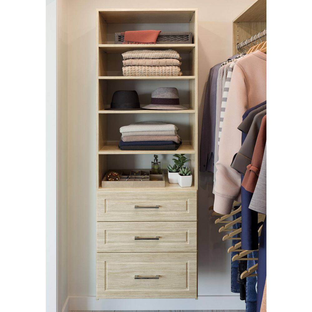 Closet Evolution HG66 Modern Raised Premier 25 in. W Harvest Grain Wood Closet System