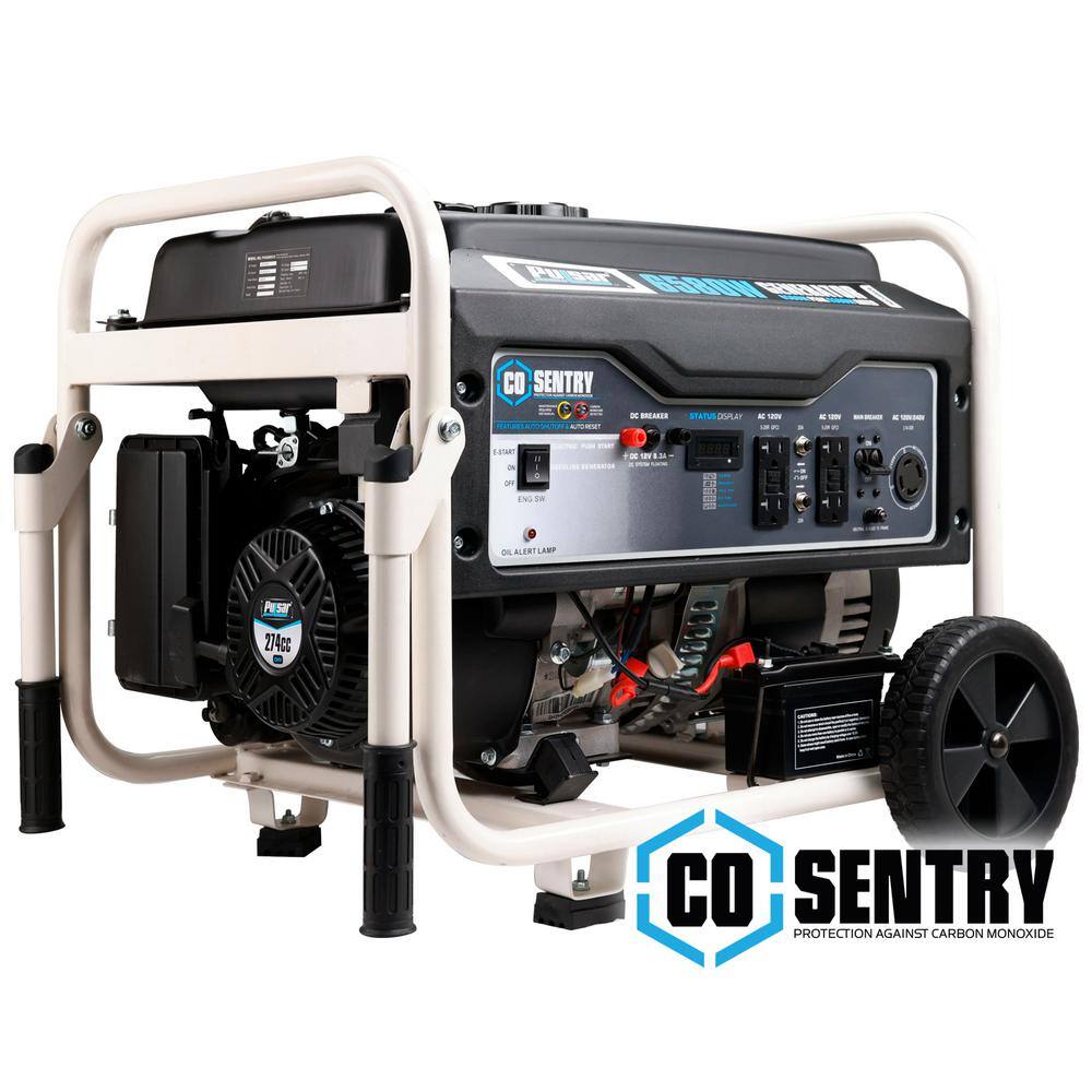 Pulsar PG6580ECO 6.580/5.300-Watt Electric Start Gasoline Portable Home Power Generator with CO Alert