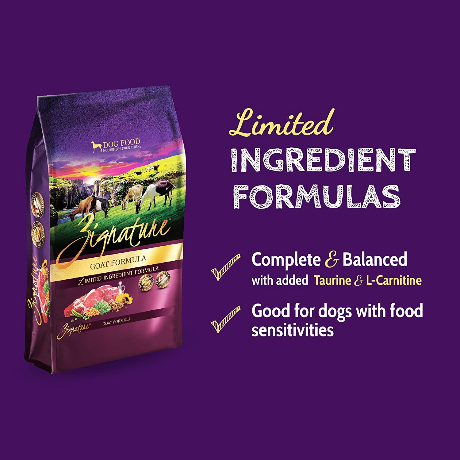Zignature Goat Limited Ingredient Formula With Probiotic Dry Dog Food 12.5 Pound (Pack of 1)