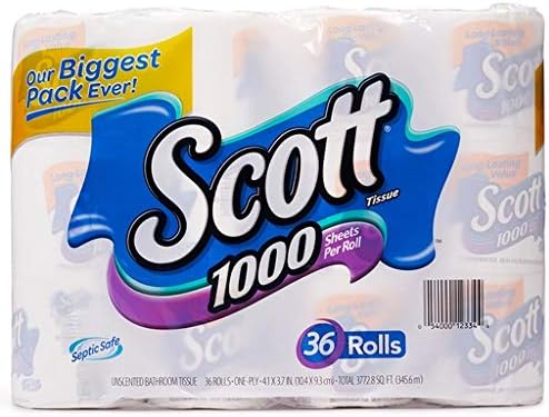 Scott 1000 Sheets Per Roll Toilet Paper.36 Rolls Bath Tissue