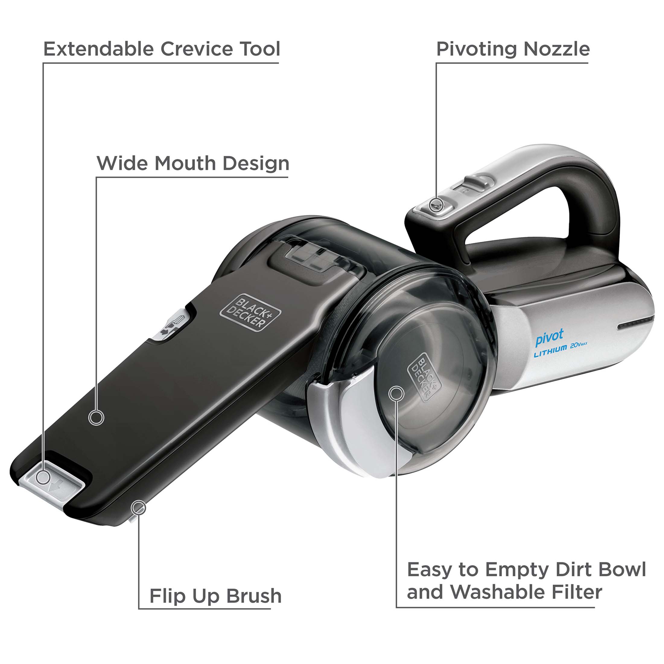 BLACK+DECKER 20V MAX* Lithium Pivot Vac. BDH2000PL