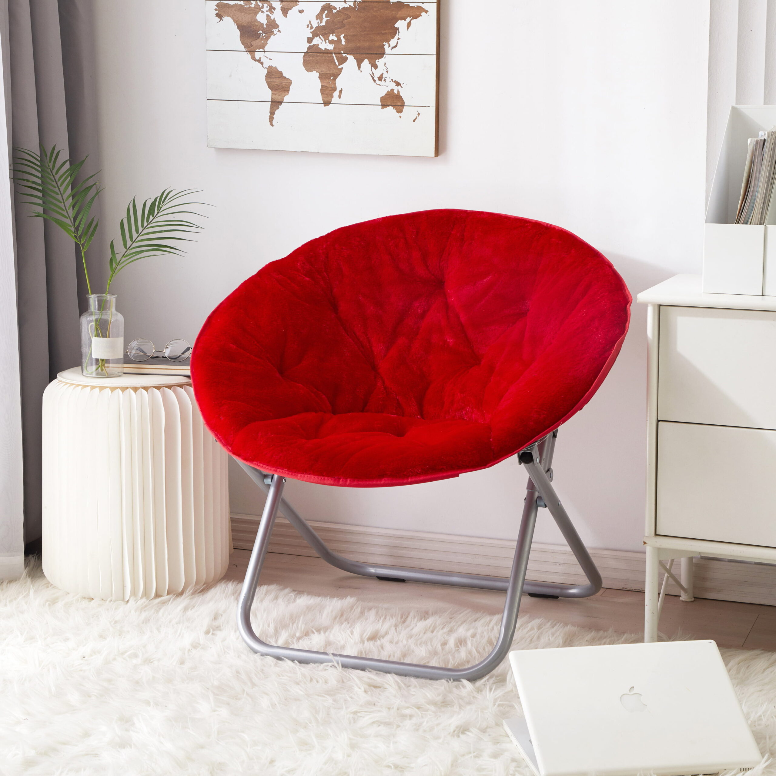 Mainstays Faux Fur Saucer™ Chair. Red