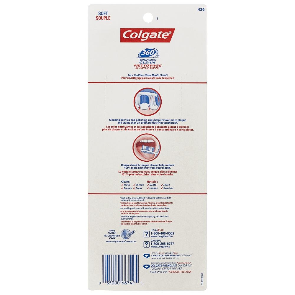 Colgate 360 Toothbrush. Soft. 4 Count