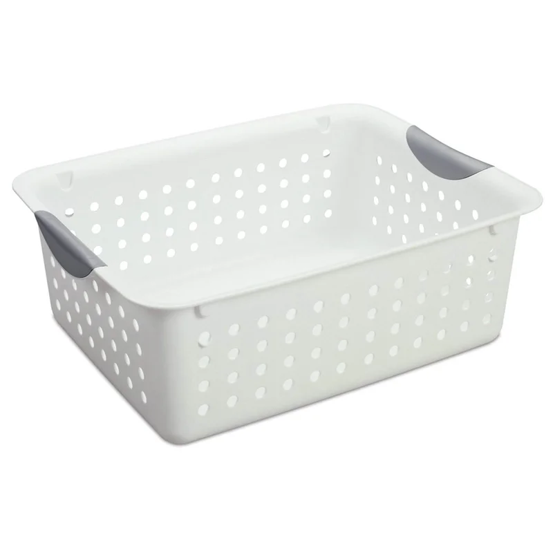 Sterilite Medium Ultra Plastic Storage Organizer Basket. White. (12 Pack)