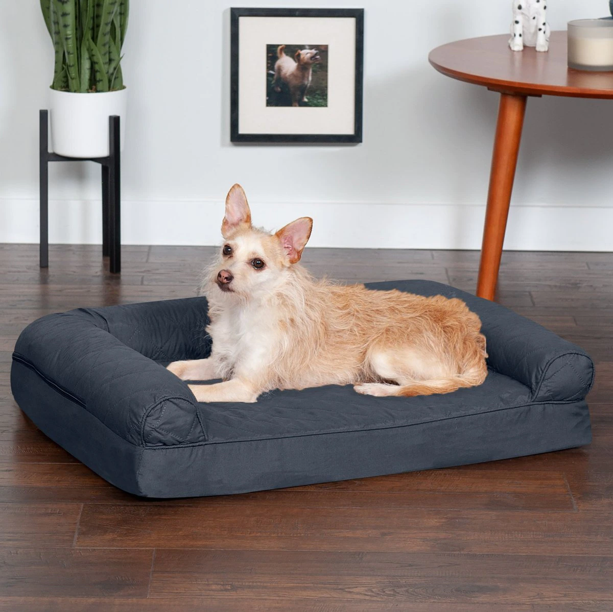 FurHaven Quilted Orthopedic Sofa Cat & Dog Bed w/ Removable Cover. Iron Gray. Medium