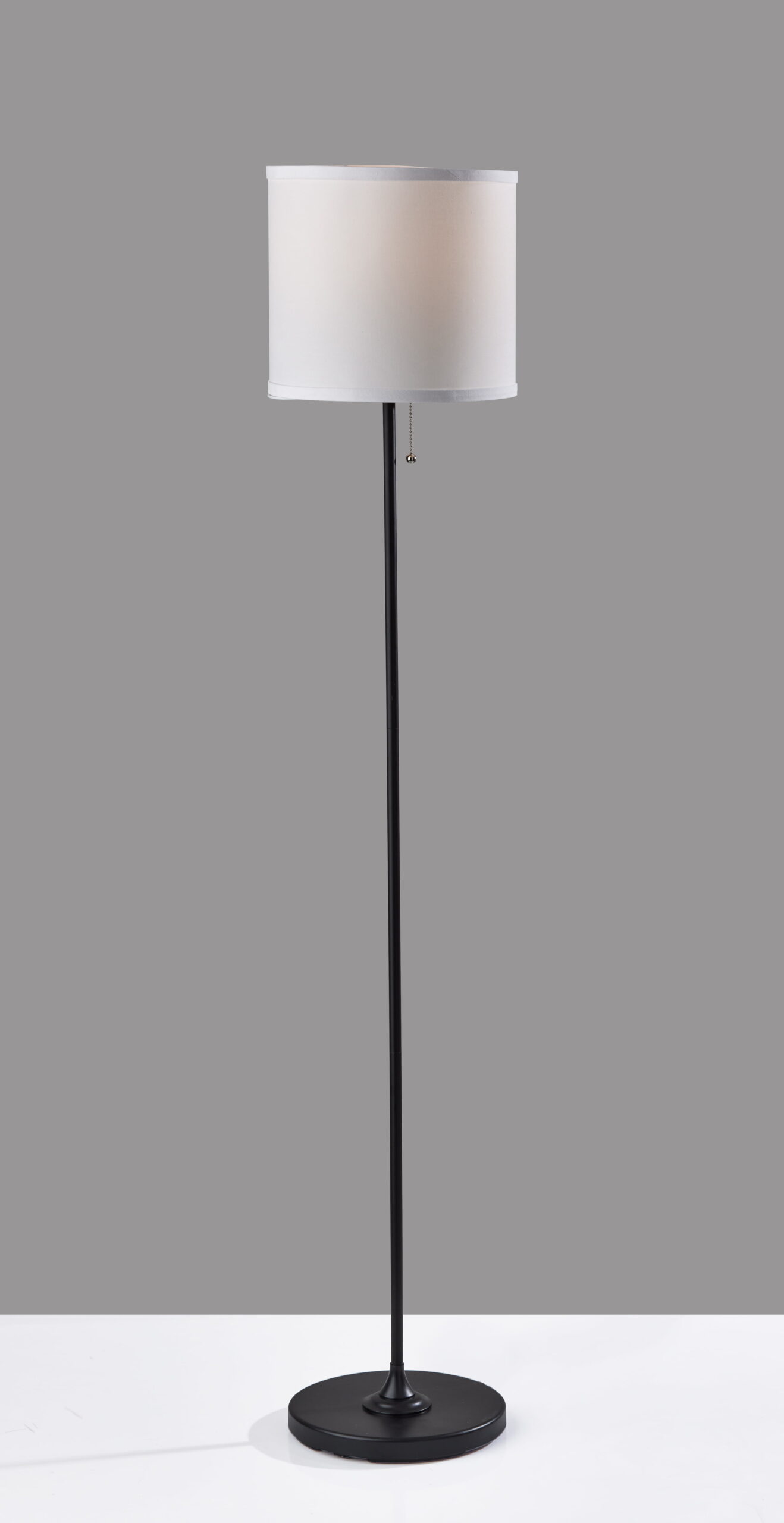 Mainstays Floor Lamp 4′ 8.5″ Black Finish With White Shade. 1 Count