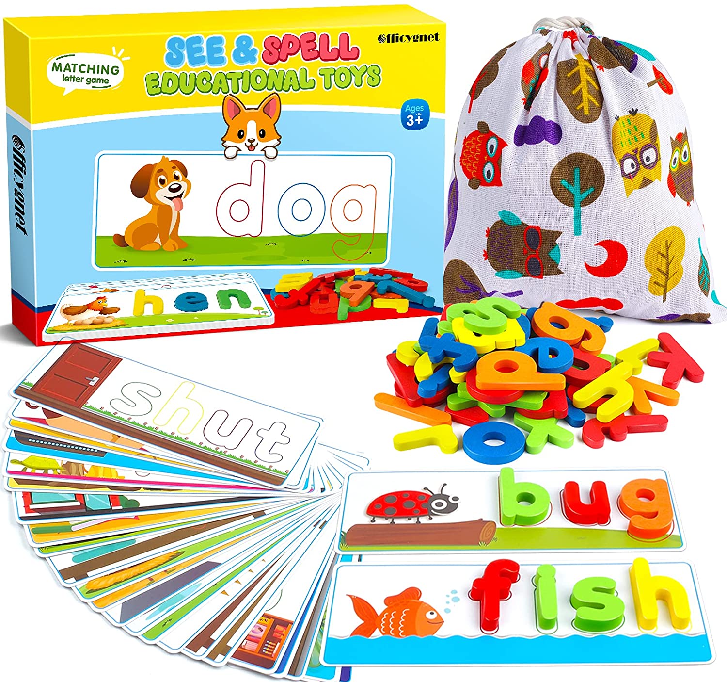See & Spell Matching Letter Game for Preschool Kindergarten Kids - 80 Pcs