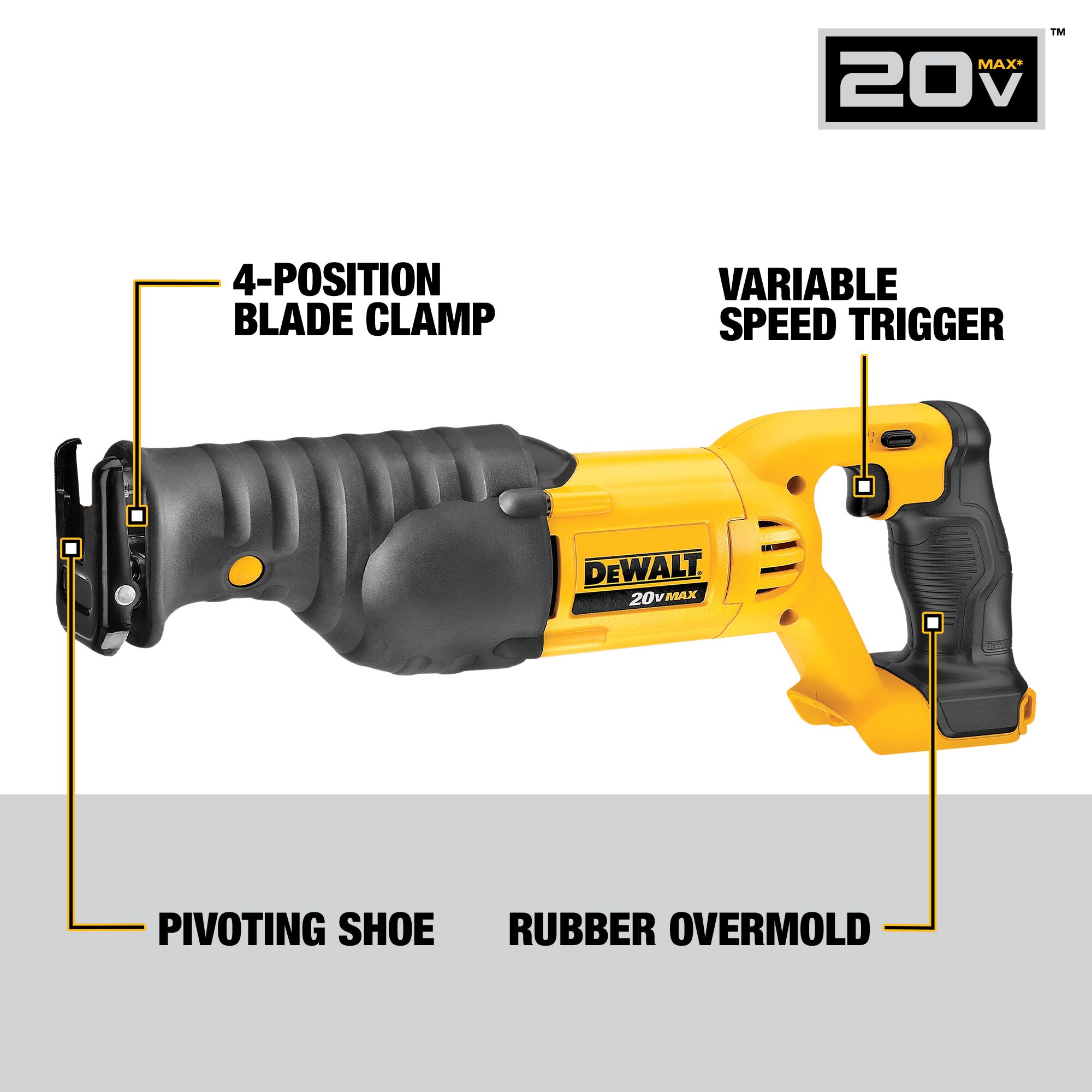 DEWALT 20-volt Max Variable Speed Cordless Reciprocating Saw (Bare Tool)