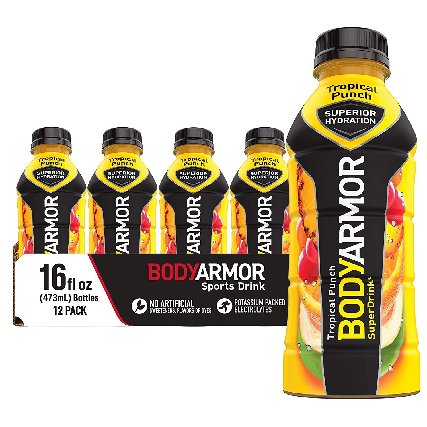 BODYARMOR Sports Drink Sports Beverage. Tropical Punch. Natural Flavor With Vitamins. Potassium-Packed
