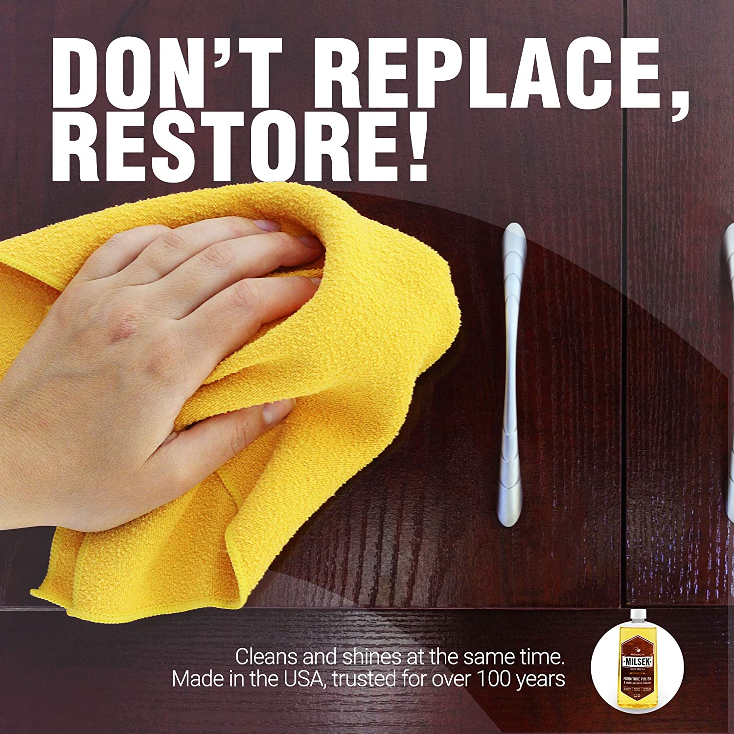 Milsek Furniture Polish and Cleaner with Lemon Oil. 12-Ounce. LM-12