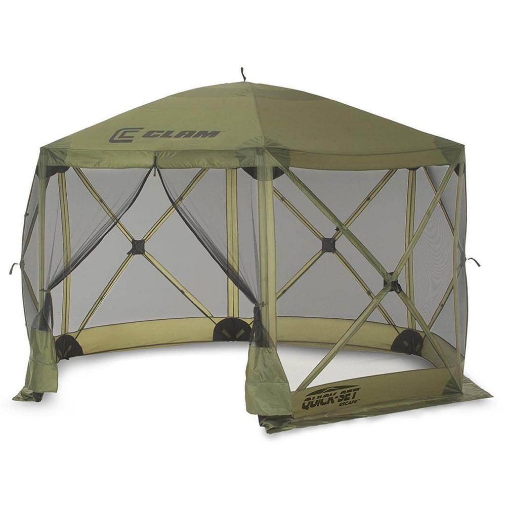 Clam CLAM-ES-9281 Escape Portable 4-Person Camping Outdoor Gazebo Canopy Shelter Tent. Green