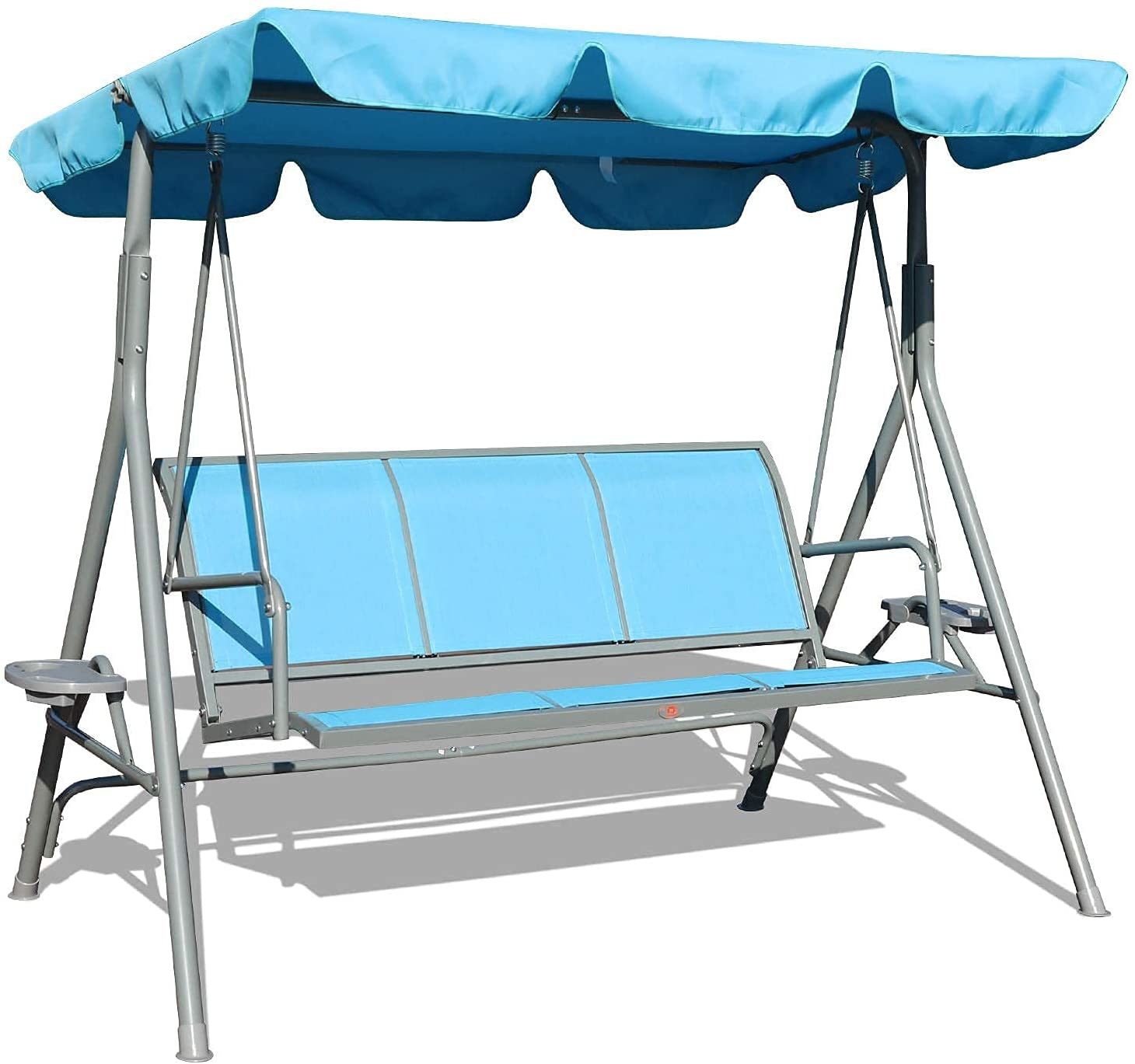GOLDSUN Garden Porch Swing Hammock Swing Chair Bench for Patio. Garden.Backyard. Balcony with Adjustable Canopy.for Two or Three People (Blue)