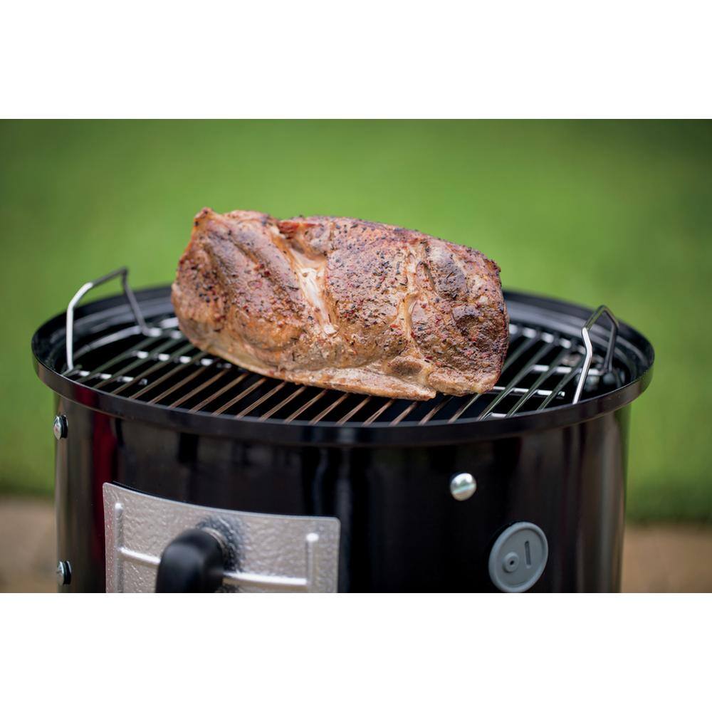 Weber 721001 18 in. Smokey Mountain Cooker Smoker in Black with Cover and Built-In Thermometer