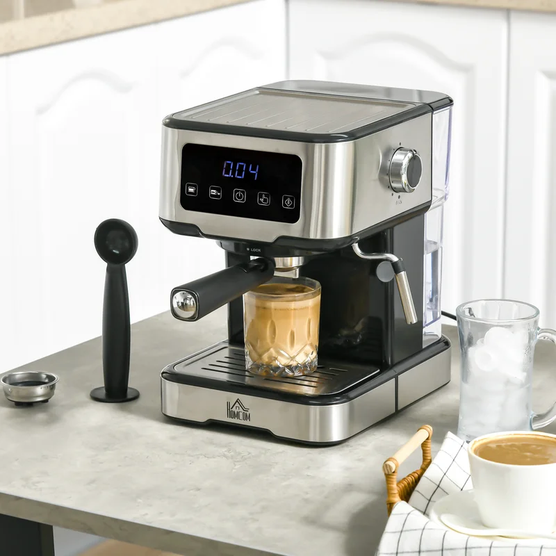 HOMCOM 800-108 Espresso Machine with Milk Frother Wand. 15-Bar Pump Coffee Maker with 1.5L Removable Water Tank for Espresso. Latte and Cappuccino