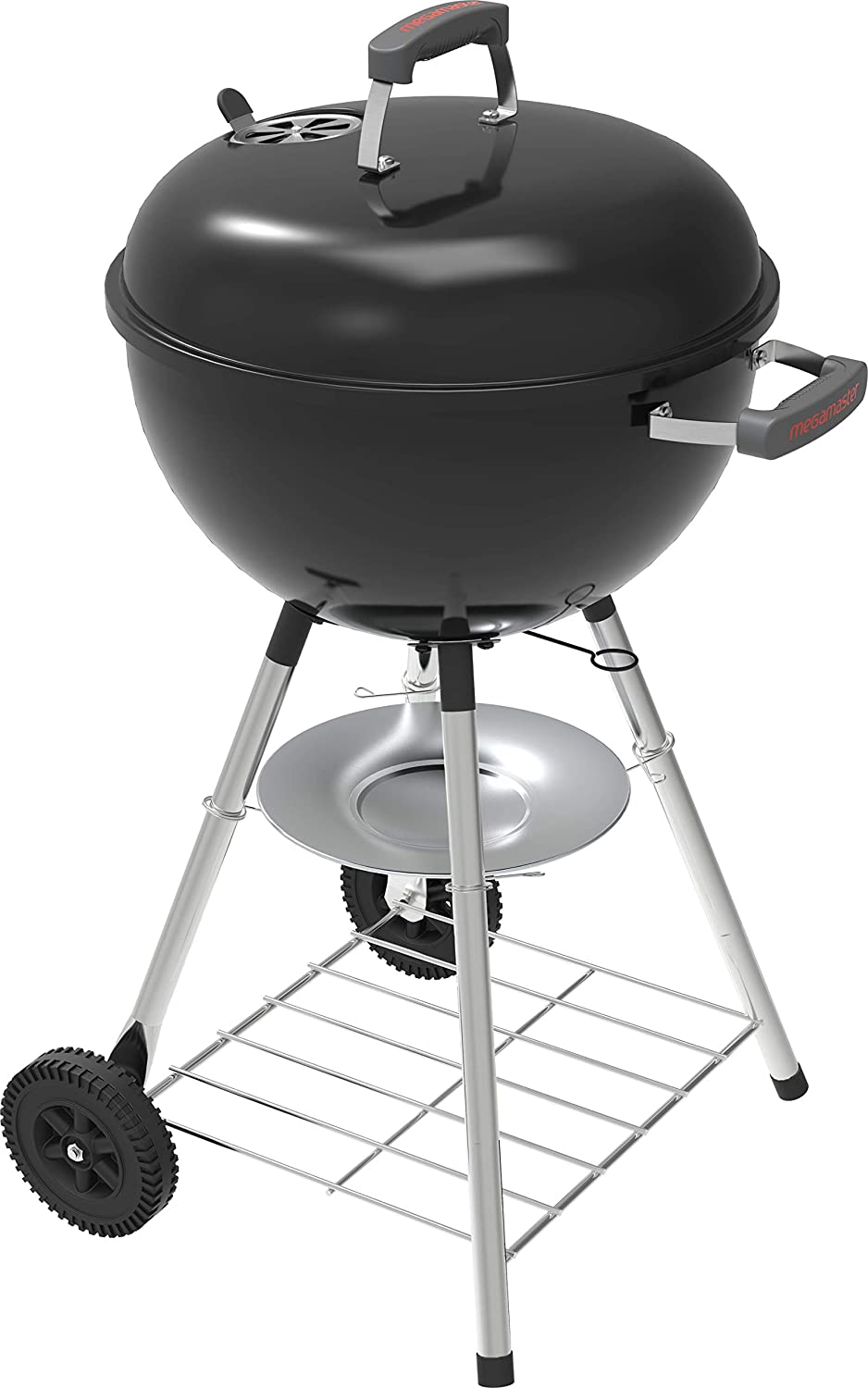 Megamaster Premium Charcoal Grill. 18″ Heavy Duty Charcoal Kettle Grill. Outdoor Cooking. Camping Patio. Backyard. Tailgating. Black