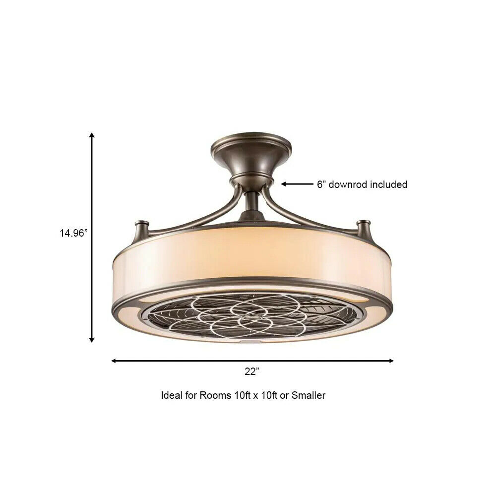 Home Decorators Collection SFL-550L1 Windara 22 in. LED Indoor/Covered Outdoor Brushed Nickel Ceiling Fan with Light Kit and Remote Control