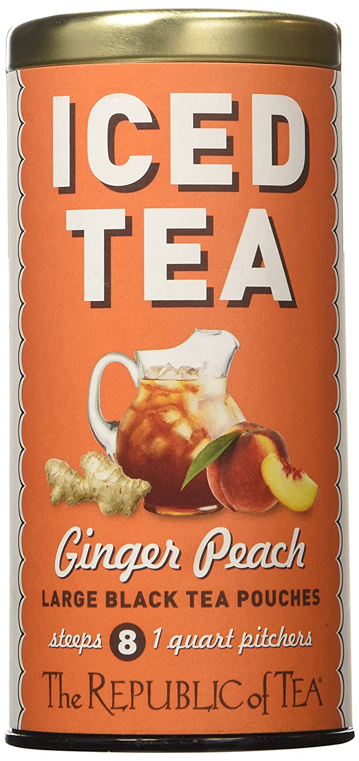 The Republic of Tea Ginger Peach Black Iced Tea. 8 Large Pouches