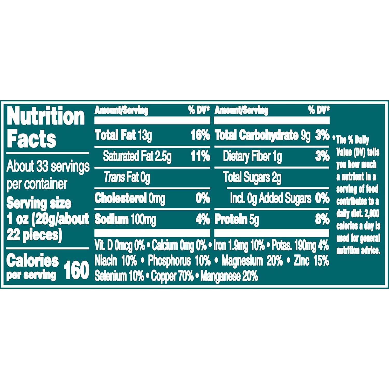 PLANTERS Fancy Whole Cashews with Sea Salt. 33 oz