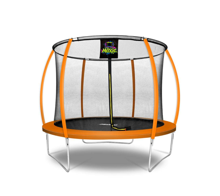Moxie 10 ft. Orange Pumpkin-Shaped Outdoor Trampoline Set with Premium Top