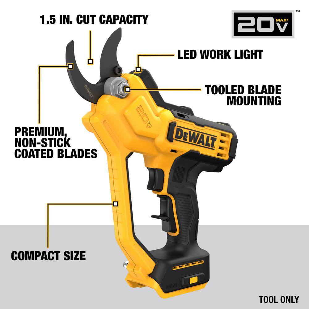 DEWALT DCPR320BWCB230C 20V MAX Cordless Battery Powered Pruner Kit with (1) 3Ah Battery & Charger
