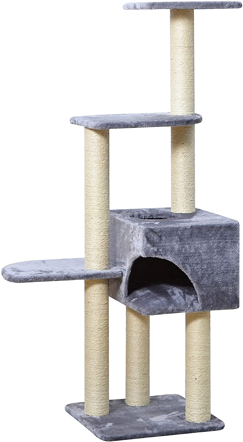 Two by Two Spruce 54.3-inch 4-level Cat Tree. Tower. Scratching Post & Condo. Grey