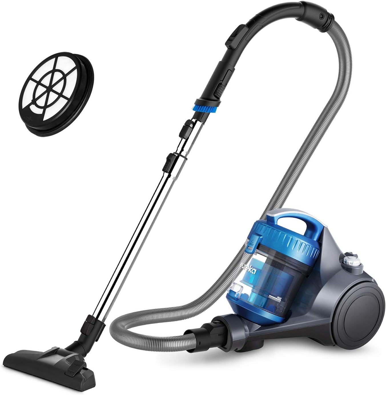 EUREKA Whirlwind Bagless Canister Vacuum Cleaner. Lightweight Vac for Carpets and Hard Floors. w/Filter. Blue