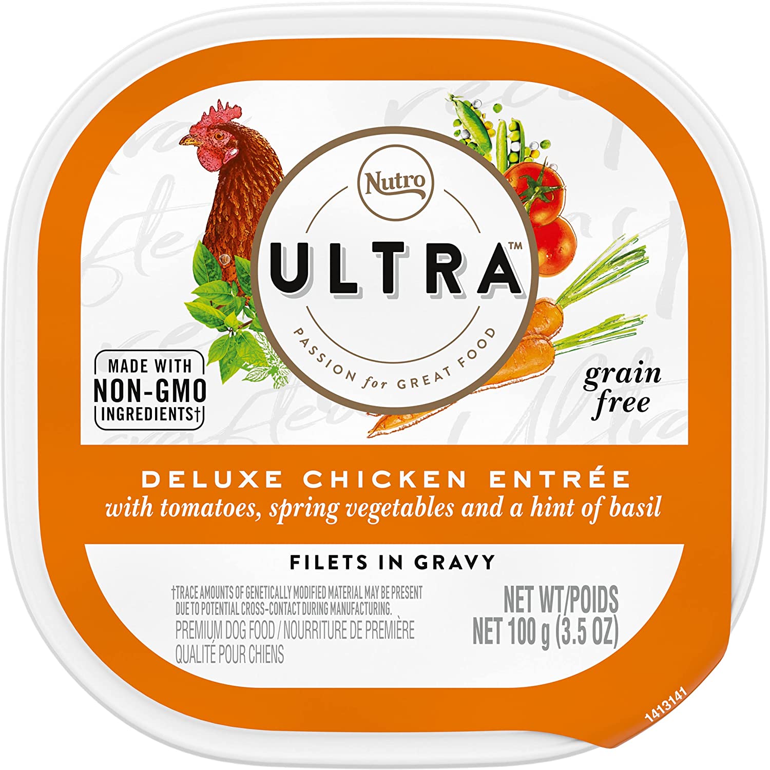 NUTRO ULTRA Grain Free Adult Wet Dog Food Filets in Gravy Deluxe Chicken Entrée With Tomatoes. Spring Vegetables. and a Hint of Basil 3.5 Ounce (Pack of 24)