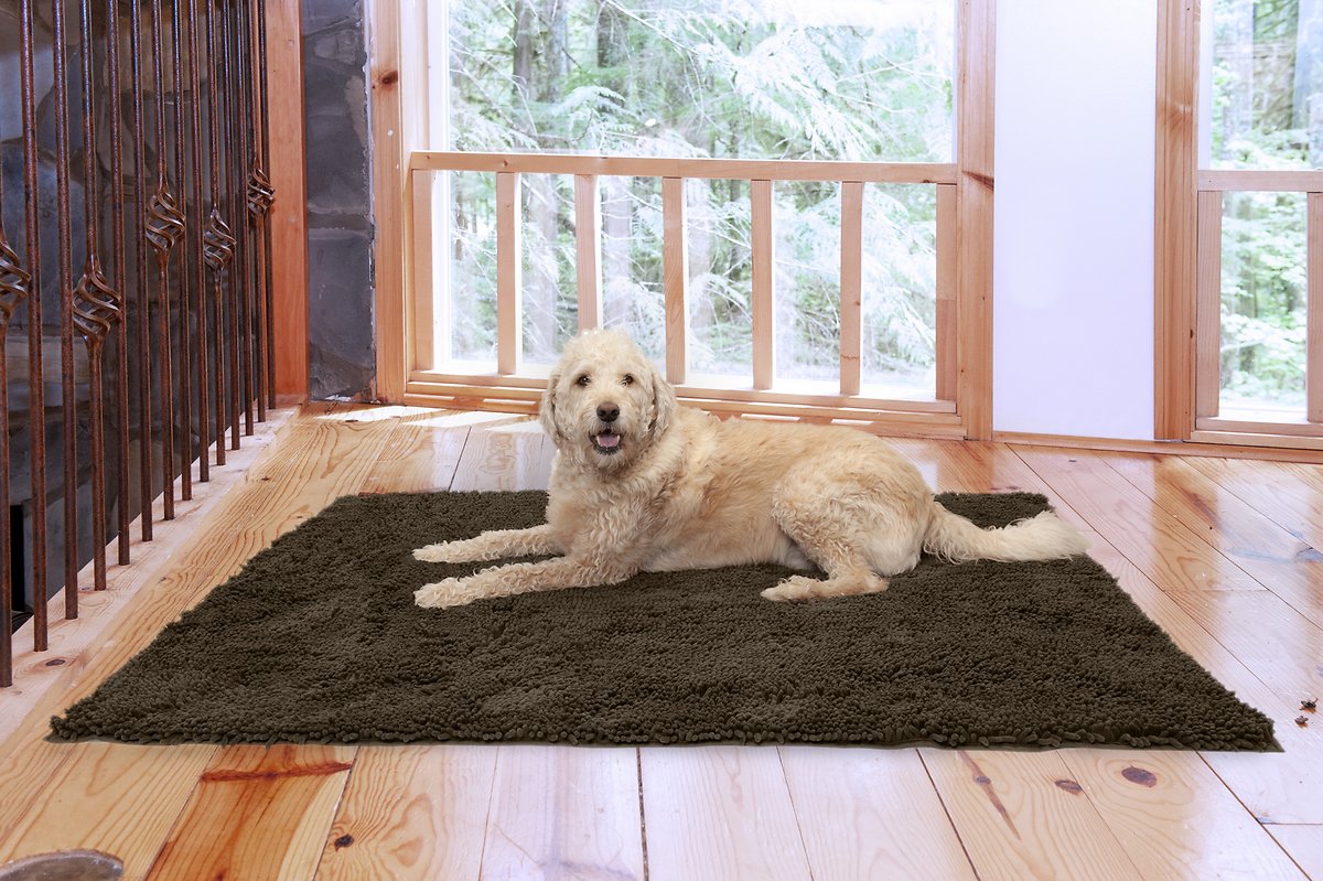 FurHaven Muddy Paws Towel & Shammy Dog Mat - Muddy Paws Absorbent Chenille Shammy Bath Towel and Food Mat Rug. Mud (Brown). Jumbo Plus